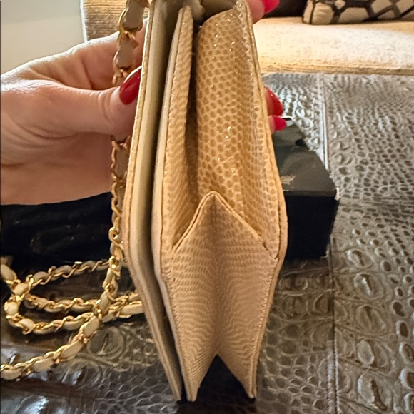 Chanel 1986 WOC Classic Flap and Clutch Khaki Faux Lizard Skin Bag - Picture 7 of 17